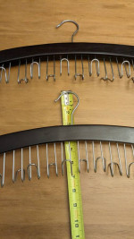 Set of 2 Dark Walnut Wood Tie Belt Organizer Hangers with 12 Hooks