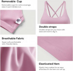 Padded Sports Bras, Crisscross Back with Removable Cup, Purple, Size M