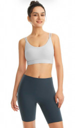 Padded Sports Bras, Crisscross Back with Removable Cup, White, Size M