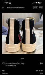 Comme des garcons converse size 9 mens