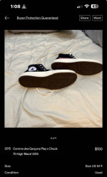 Comme des garcons converse size 9 mens