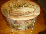 Floral Pot Design Hat Box with 2 Vintage Hats (1 is designer)