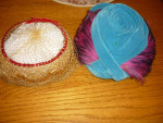 Floral Pot Design Hat Box with 2 Vintage Hats (1 is designer)