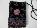 Very Small Black Velvet Beaded Pouch Bag