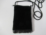 Very Small Black Velvet Beaded Pouch Bag