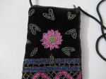 Very Small Black Velvet Beaded Pouch Bag