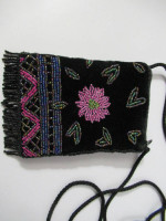 Very Small Black Velvet Beaded Pouch Bag