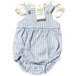 CHILD OF MINE Baby Girl's size 3-6 Mos -or- 6-9 Mos ROMPER 2-Pc Blue