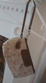 Coach- Ashley Signature Light Khaki Large Zip Wristlet