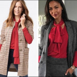 CAbi Medium Firebrick Red Tess Pull-Over Knit Top w/Neck Tie #3804
