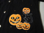 Womens Onque Casuals Halloween Cardigan Top L Large Pumpkin