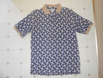 Men's Arizona Short Sleeve 3 Button Collared Polo Shirt, Blue/Beige, M