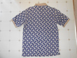 Men's Arizona Short Sleeve 3 Button Collared Polo Shirt, Blue/Beige, M