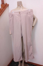 New Womens 2XL Pants Tan Khaki Back Elastic Flat Front Zip Pinwale 4 P