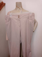 New Womens 2XL Pants Tan Khaki Back Elastic Flat Front Zip Pinwale 4 P