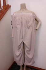 New Womens 2XL Pants Tan Khaki Back Elastic Flat Front Zip Pinwale 4 P