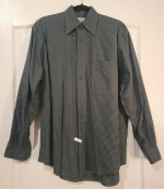 FACONNABLE Men’s Cotton Dark Moss Green & Navy Checked Shirt - Sz S
