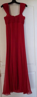 MARCHESA NOTTE Stunning Red 100% Silk Crystals Long Gown US Sz 2