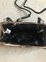 Black evening purse with beaded carry handle or shoulder strap