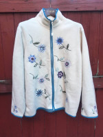 Bonnie Evans Embroidered Fleece Zippered Jacket - Size L - Like New