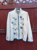 Bonnie Evans Embroidered Fleece Zippered Jacket - Size L - Like New