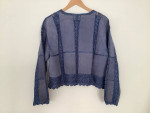 Ladies Cardigan Jacket, Blue Suede & Crochet
