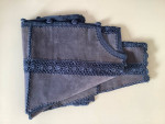 Ladies Cardigan Jacket, Blue Suede & Crochet
