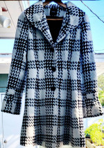 Black and White Coat Knee-Length Size Small