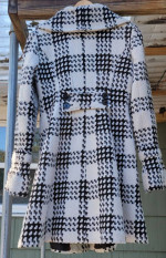 Black and White Coat Knee-Length Size Small