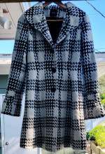Black and White Coat Knee-Length Size Small
