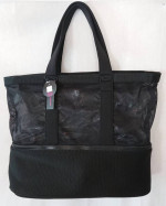 Black No Boundaries Insulated Zip Bottom 'Mesh' "Beach" Tote Bag; NWT
