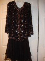 Jack Bryan - Vintage Black Beaded Tea-length Dress