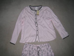 New w Tags: 2-Pc Pajamas Set, Pink w Black Flowers Pattern, Size Large