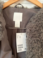 New w. tags: Grey faux sheep fur jacket - size XS