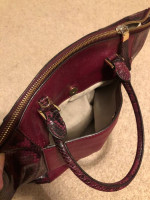 Michael Kors Maroon Snake Print Leather Handbag/Purse
