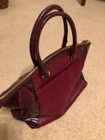 Michael Kors Maroon Snake Print Leather Handbag/Purse