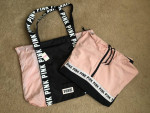 Victoria’s Secret PINK 1/4 Zip Windbreaker-Pullover and Tote Bag Set