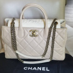 Chanel Portobello Quilted Lambskin large chain strap turnlock Tote