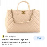Chanel Portobello Quilted Lambskin large chain strap turnlock Tote