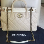 Chanel Portobello Quilted Lambskin large chain strap turnlock Tote