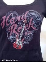 Hard Rock Casino Tulsa Guitar Slim Fit Black Long Sleeve Shirt Pockets