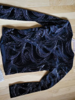 Dressy long sleeve silver-sparkles-on-BLACK holiday top. worn once