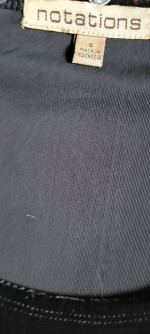 Dressy 3/4 sleeve red-sparkles-on-black holiday top. NEW