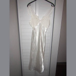 Roudelan Shiny Off-White Cream Full Satin Slip Lingerie Beaded Nightgown, Small