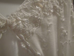 Roudelan Shiny Off-White Cream Full Satin Slip Lingerie Beaded Nightgown, Small