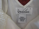 Roudelan Shiny Off-White Cream Full Satin Slip Lingerie Beaded Nightgown, Small