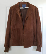 FACONNABLE Men’s Brown Suede Goatskin Leather Jacket – Sz LARGE