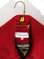 Calvin Klein Coat Wool Cashmere Double Breasted Red Peacoat size P10