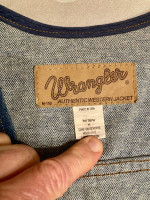 L@@K! Wrangler Women’s Blue Jean Denim Vest with Lace Trim Size M - Rodeo Time