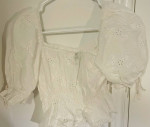 H&M Women's White Crop-top Butterfly Sleeves Size M